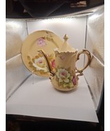 Vintage Lefton NE 1984 Coffee Pot Handpainted Pot And Plate 04158 04152 - $769.77 MXN