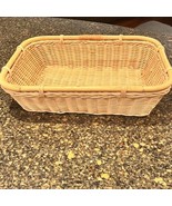 Woven Wicker And Bamboo Basket Rectangular Tray Home Decor Boho Organiza... - £10.35 GBP