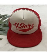 Vintage San Francisco 49ers Trucker Snap Back Hat One Size White Red 80s... - $25.73