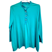Soft Surroundings Tunic Top Teal Green Size 2X Plus Size Long Sleeve Blouse Top - £22.13 GBP