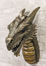 Large Sculptural Golden Warlock Drake Leviathan Saurian Devil Dragon Wall Decor - £63.67 GBP