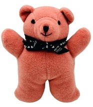 Baby GAP Dark Pink Teddy Bear Plush Rattle Blue Ribbon 6 inch Embroidered Eyes - £29.85 GBP