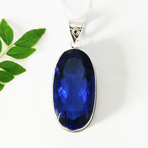 925 Sterling Silver Iolite Necklace Gemstone Necklace Handmade Jewelry - £44.73 GBP