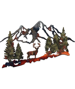 Rustic Metal Forest Deer Wall Art Mountain Cabin Decor Rustic Animal Hun... - $19.50