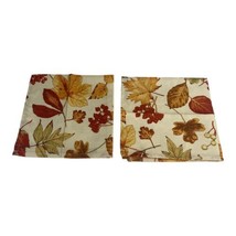 Set Of 2 Autumn Fall Leaves Cloth Napkins 18.75” Formal Dining Cabin Rustic - £14.88 GBP
