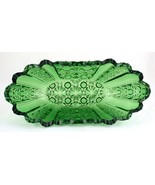 Green Pressed Glass Oval Serving Bowl Vintage Celery  - £6.00 GBP