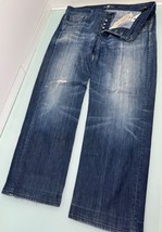 7 For All Mankind Relaxed Jeans Men 38X30 Baggy Distressed Button Fly Sk... - £38.09 GBP