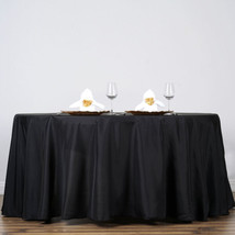 Black 132&quot;&quot; Round Polyester Tablecloth High Quality Wedding Catering Sup... - £20.46 GBP