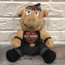Harley Davidson Plush Hog Biker 10&quot; Inch Stuffed Animal Pig 1993 VTG Toy - $138.43 MXN