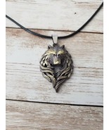Wolf Pendant Multi Tone with Black Cord Necklace - New - £11.79 GBP