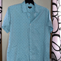 Men’s short sleeve blue button down shirt, size extra large - $13.72