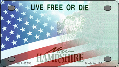 New Hampshire with American Flag Novelty Mini Metal License Plate Tag - $14.95