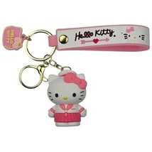 Hello Kitty School Uniform Keychain Kawaii PVC Key Rings Bag Charm - $143.22 MXN