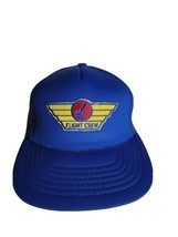 Vintage 1980s Trucker Cap Hat Snapback Flight Crew Patch Blue VTG 80s Re... - £16.94 GBP