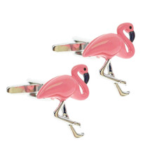 Flamingo Cufflinks Pink Tropical Bird Rich Color Wedding Groom Best Man Gift Bag - £10.14 GBP