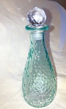 Glass Bottle   Decorative Pebble Aqua With a cut glass Stopper 7 in tall... - $217.32 MXN