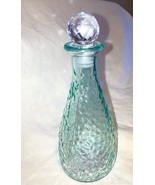 Glass Bottle   Decorative Pebble Aqua With a cut glass Stopper 7 in tall... - $217.32 MXN