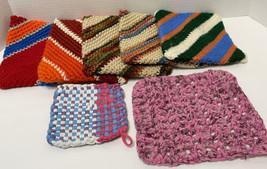 Vintage Handmade Crocheted Lot of 7 Hot Pads Pot Holders Trivets - £11.42 GBP