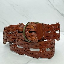 Old Navy Brown Braided Woven Boho Genuine Leather D Ring Belt Size Small S  - £15.56 GBP