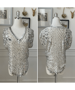 Vintage 70s Judith Ann Creations Ivory Silver Embellished Bling Sequins ... - €58,70 EUR