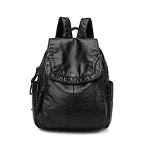 Women&#39;s Backpack White Washed Leather Backpack Female Small School Bags For Teen - £56.67 GBP