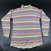 Vintage Merona Sweater Jumper Womens M Linen Blend Multicolor Striped - £16.29 GBP