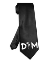 Depeche Mode DM rose logo necktie black satin silk hand-painted tie - $27.00
