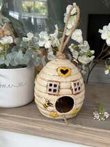 Ceramic Cream Beehive Bird House - $655.61 MXN
