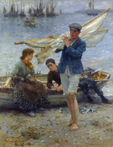 FRAMED CANVAS Art print giclee Return from Fishing Henry Scott Tuke - £31.15 GBP+