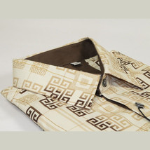 Mens Sports Shirt by DE-NIKO Long Sleeves Fashion Prints Soft Modal NK600 Khaki image 5
