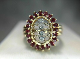 925 Silver Gold Plated 2.10CT Round Cut Simulated Ruby Wedding Ring - £89.15 GBP