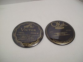 Vtg Victor Orthophonic Records &amp; Okeh Electric Pin Back Badge Buttons To... - £13.39 GBP