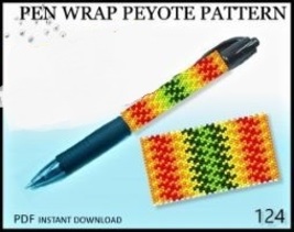 Beaded Pen Wrap Pattern No.124 - Even Count Peyote Seed Bead Tutorial - ... - $3.00