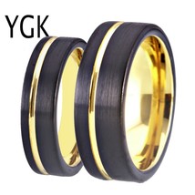 Wedding Jewelry Matte Black With Golden Color New Tungsten Rings for Men&#39;s Bride - £29.27 GBP