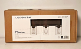 Hampton Bay Regan 21in. 3-Light Matte Black Bathroom Vanity Light w/ Cle... - £40.80 GBP