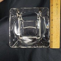 Vintage Clear Square Glass Anchor Hocking Cigar Ashtray with Beveled Edge 6"x6" - $25.61