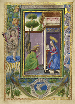 The Annunciation – Medieval Illuminated Manuscript – 8.5x11&quot; – Catholic Art Prin - £9.55 GBP