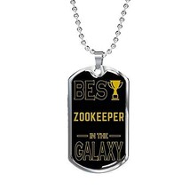 Express Your Love Gifts Best Zookeeper in The Galaxy Necklace Stainless Steel or - £34.91 GBP