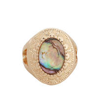 Abalone Shell &amp; Resin 18K Gold-Plated Oval-Cut Ring - £10.44 GBP