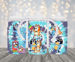 Personalized Bluey Tie Dye 12oz 2 in 1 Stainless Steel Dual Lid Sippy Cup - $18.00