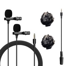 Dual Headed Lavalier Microphone With 2 Deadcats, Clip On Lav Mic For Dslr Camera - £35.27 GBP