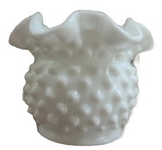 Vintage ~  Fenton ~ White Milk Glass ~ Hobnail ~ 4&quot; Ruffled Edge Dish ~ ... - $30.00