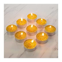 Paraffin Wax Golden Glitter Tealight Candles Smokeless Scented Floating t-lite f - £18.06 GBP