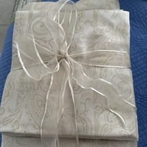 PEACOCK ALLEY PAISLEY COTTON SATEEN 4pc KING DUVET SET IVORY/TAN GENTLY ... - $148.22