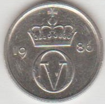 1986 Norway 10 Øre King Olav V of Norway Crown coin Age 37 years old KM#416 Buy. - £1.51 GBP