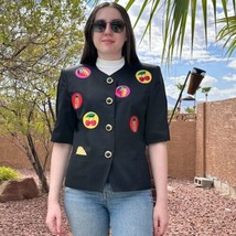 Vtg Antonette Franz Haushofer Damen Sz 36 Klein Frucht Knopf Bluse Deuts... - $35.33