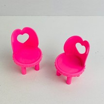 Mattel Miniature Open Back Heart Chairs Pink Pretend Play Accessories Kids Toys - $8.38