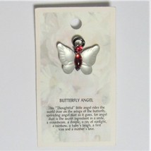 Butterfly Angel Pin Antique Silver and White and Red brooch hatpin lapel  - £3.16 GBP