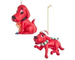 Kurt Adler Clifford the Big Red Dog Christmas Ornaments Set 2 Assorted Red - $16.29