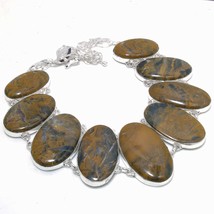 Petrified Wood Oval Shape Gemstone Handmade Fashion Necklace Jewelry 18&quot; SA 1542 - £11.78 GBP